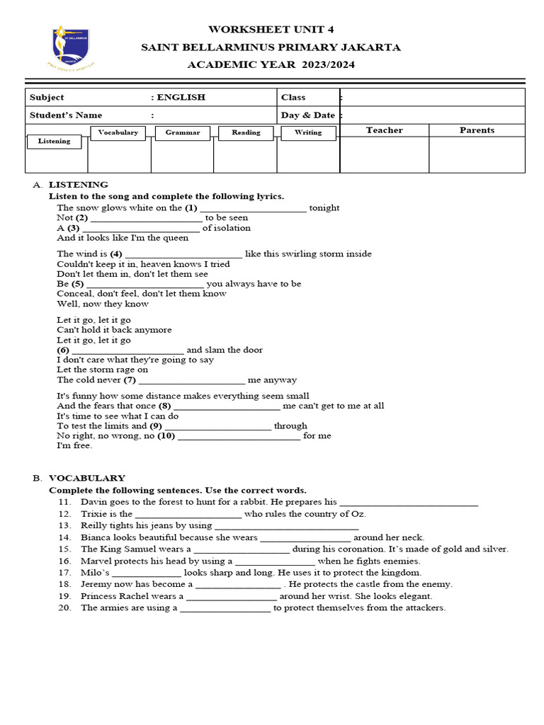 WS Unit 4 Kelas 4 271123 | PDF
