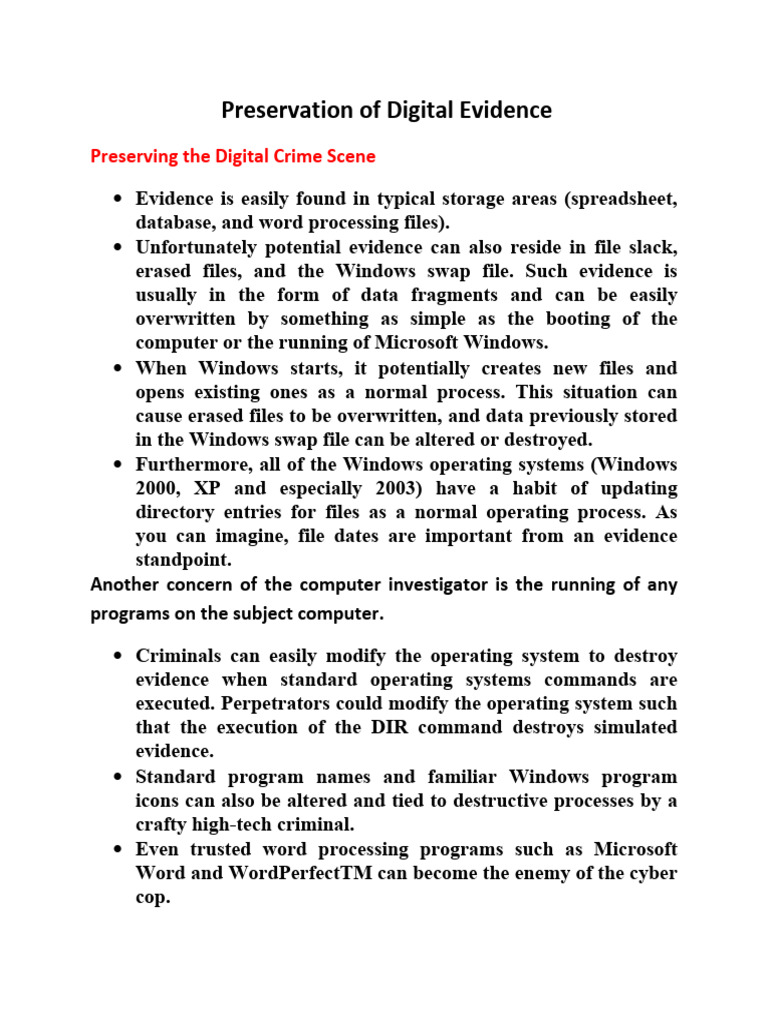 Digital Evidence Preservation Guidelines | PDF | Computer File | Backup