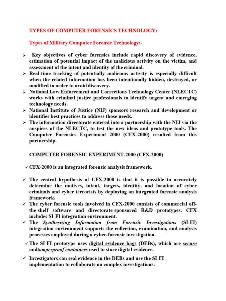 Types of computer forensics technology types of military computer