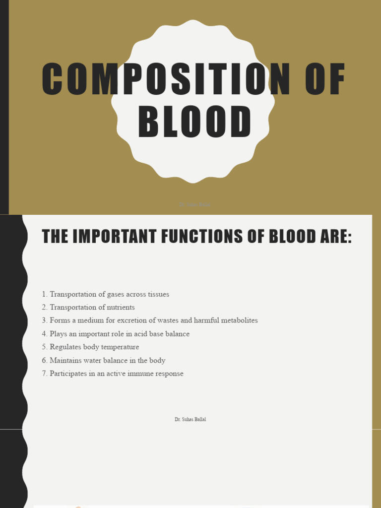 Blood Composition and Functions | PDF | White Blood Cell | Granulocyte
