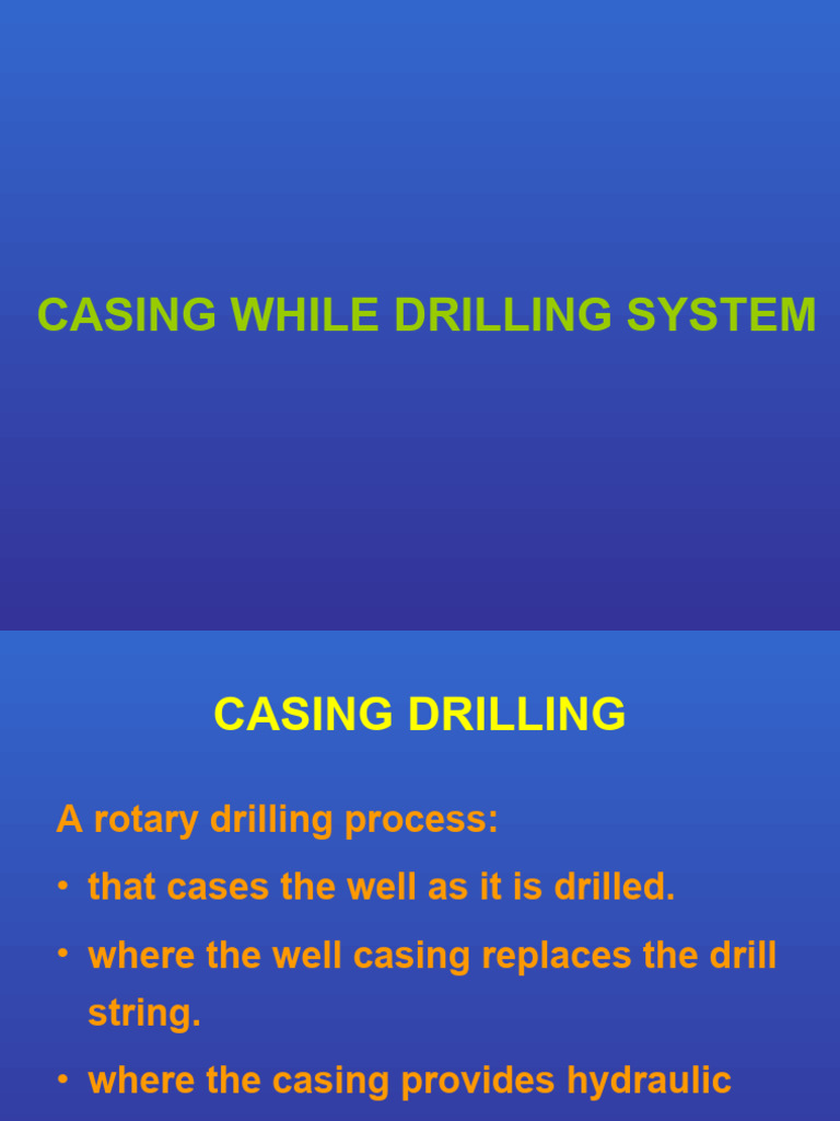 Casing While Drilling System Overview | PDF | Casing (Borehole ...