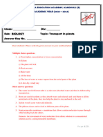 Answer Key For Class 8 J Biology J Transport in Plants