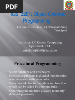 ICS 2201 Lecture 1 Overview of OO Paradigm