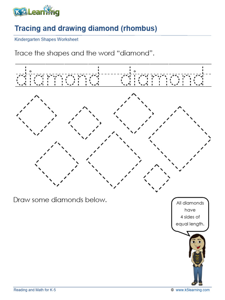 Kindergarten Tracing Drawing Diamonds PDF