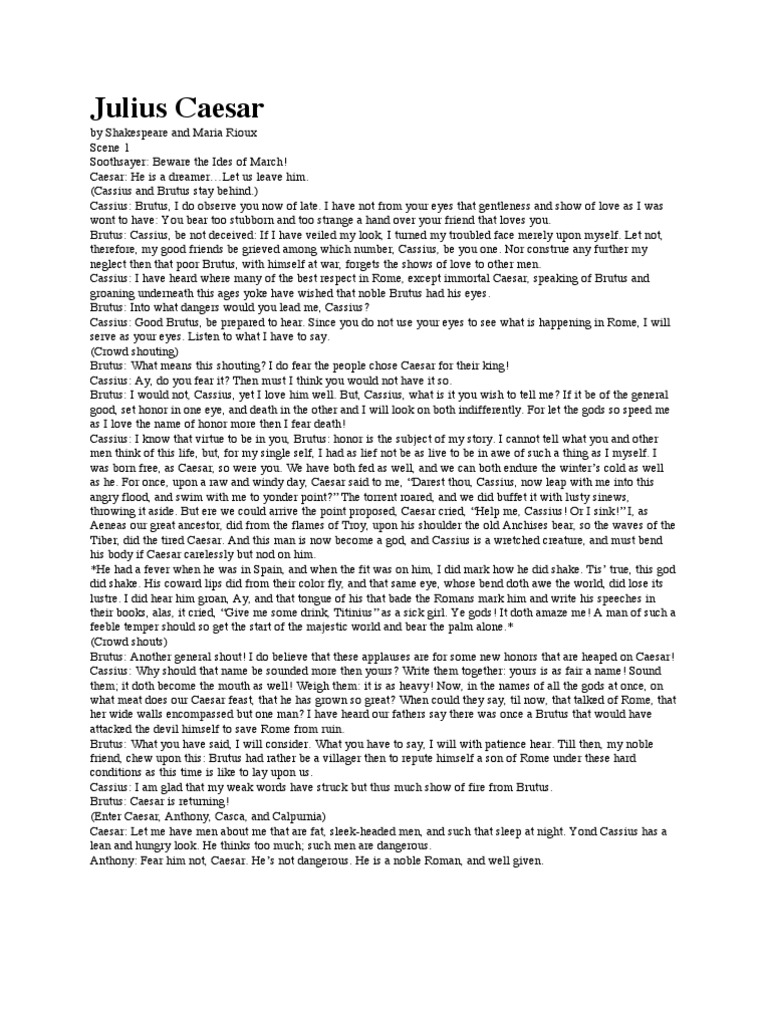 Julius Caesar Script (Play Simplified) | Marcus Junius Brutus The ...