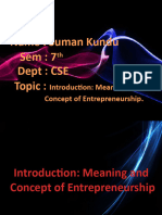 Introduction Meaning andConcept of Entrepreneurship