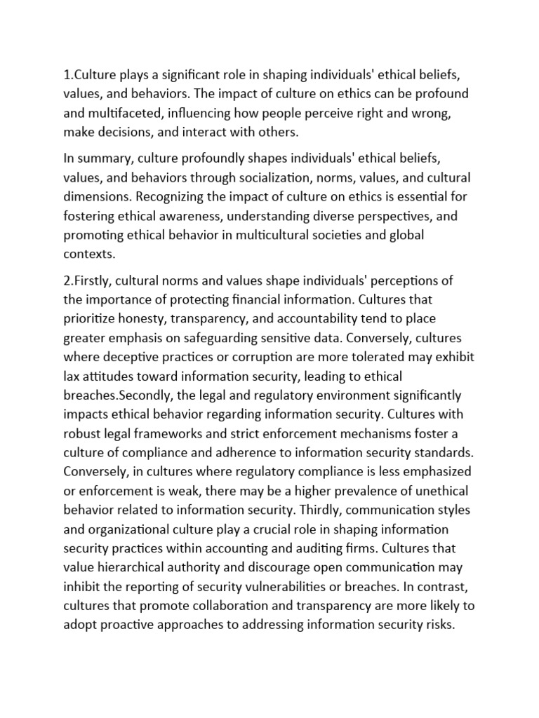 Impact of Culture on Ethical Behavior | PDF | Wellness
