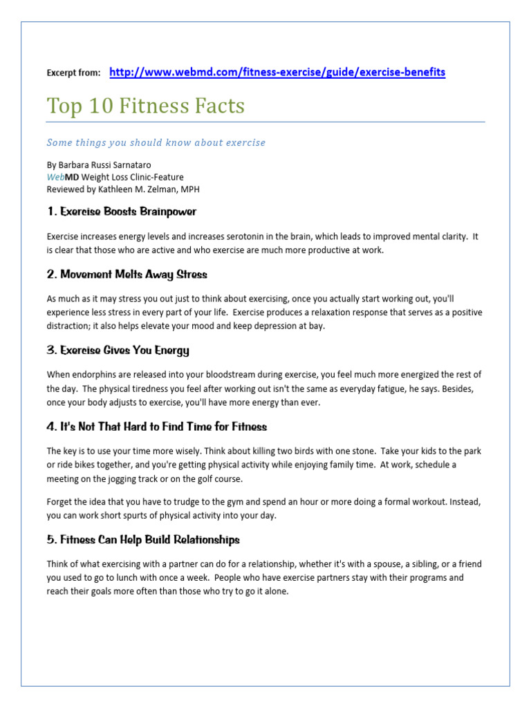 Fitness Facts | PDF | Physical Fitness | Weight Loss
