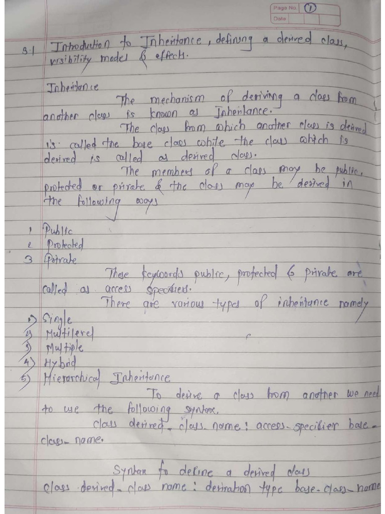 Oops Unit 3 Notes Pdf