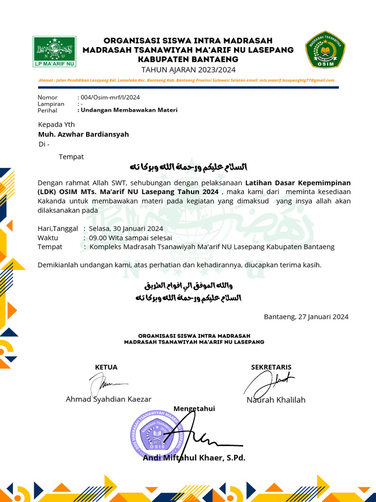 Undangan LDK Osim | PDF