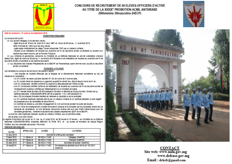 Concours ACMIL 2025 à Antsirabe | PDF