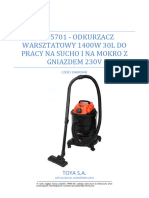 YT-85701 - ODKURZACZ Warsztatowy 1400W 30L Do Pracy Na Sucho I Na Mokro Z Gniazdem 230V