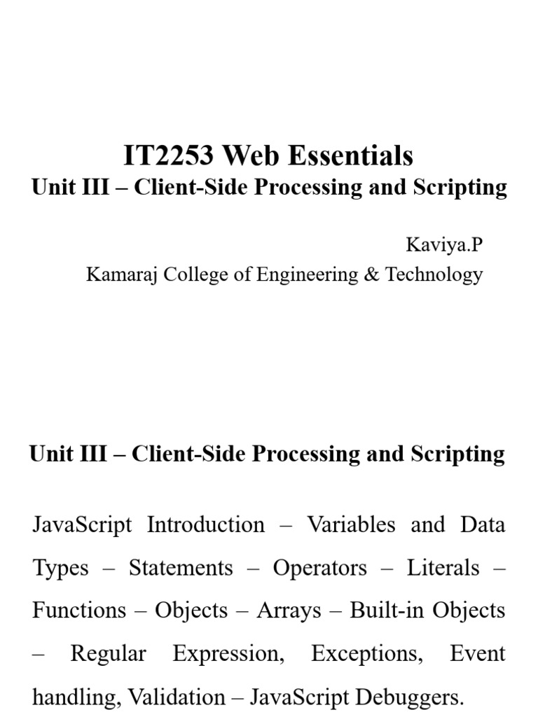 JavaScript Client-Side Scripting Guide | PDF | Java Script | Document ...