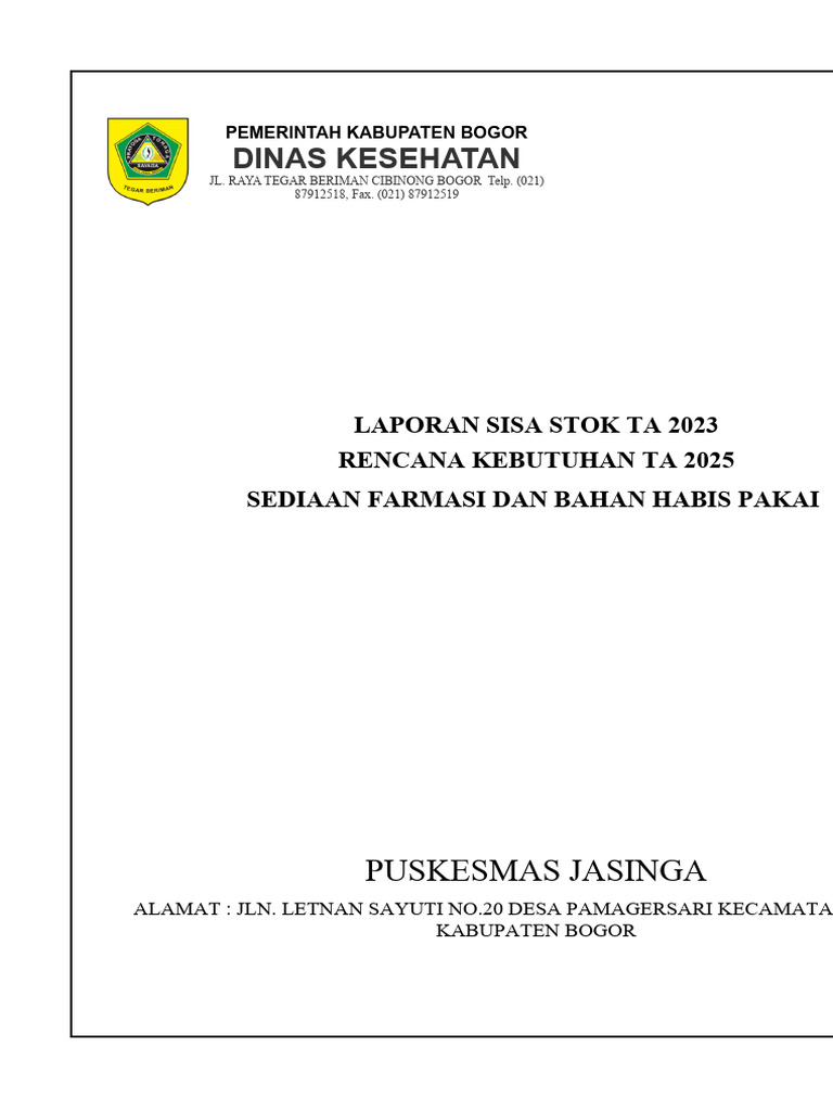 Form So 2023 Dan Rko 2025 Puskesmas Perbaikan Rumus Baru Jasinga | PDF