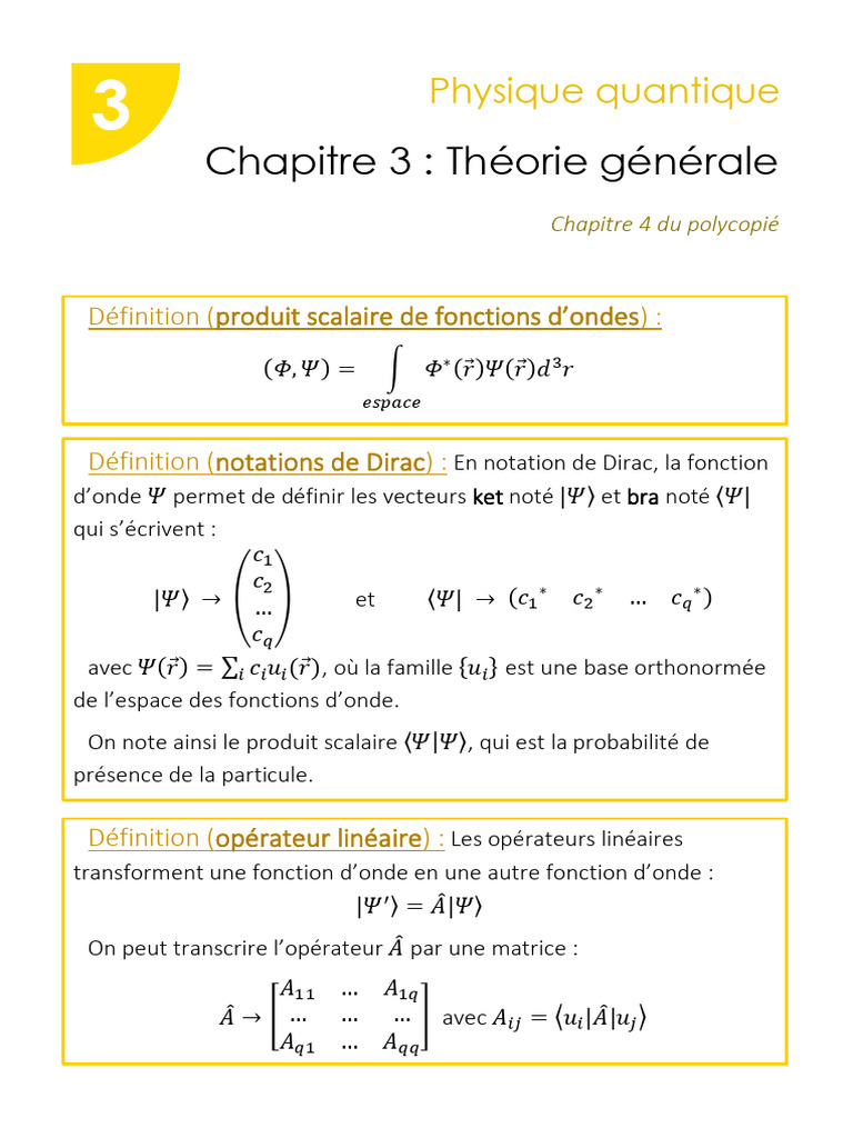Concepts Clés en Physique Quantique PDF Fonction d'onde Valeur — free download