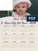 Documento A4 Calendario 2024 Papel Rasgado Collage Fotos Crema Rojo
