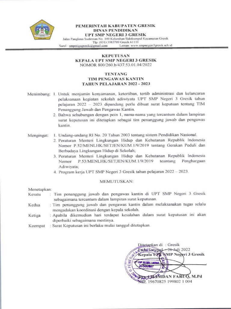 Tim Pengawas Kantin | PDF