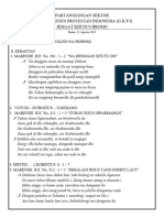 Kebaktian Partangiangan Sektor 31 Agustus 2023