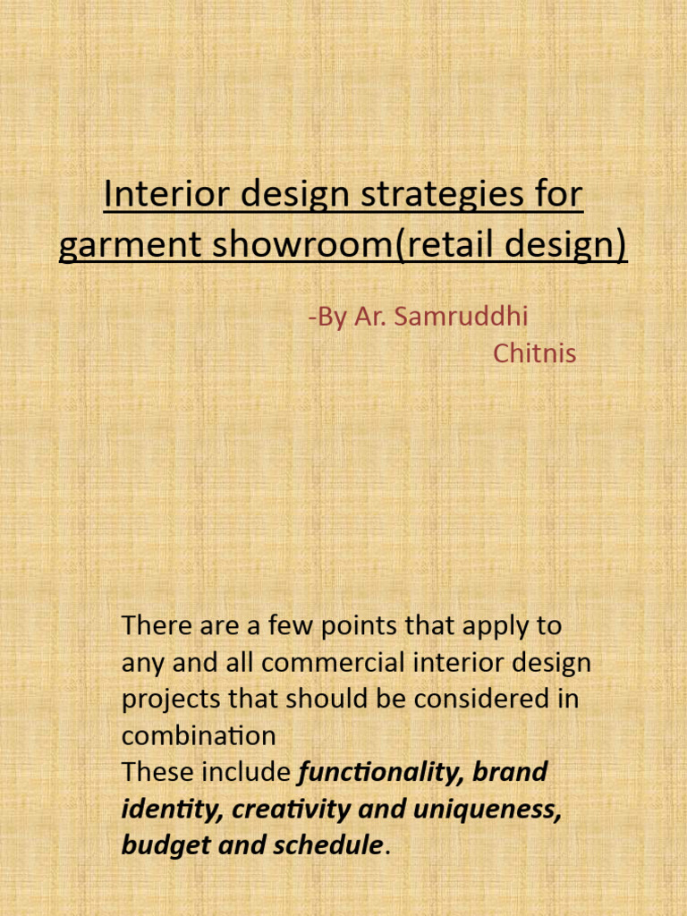 Interior Design Strategies For Garment Showroom (Retail Design) | PDF ...