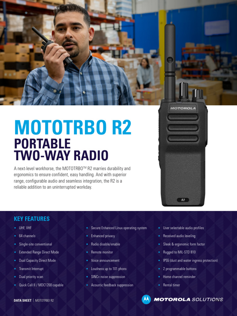 MOTOTRBO R2 Portable Radio Datasheet | PDF | Transmitter | Hertz