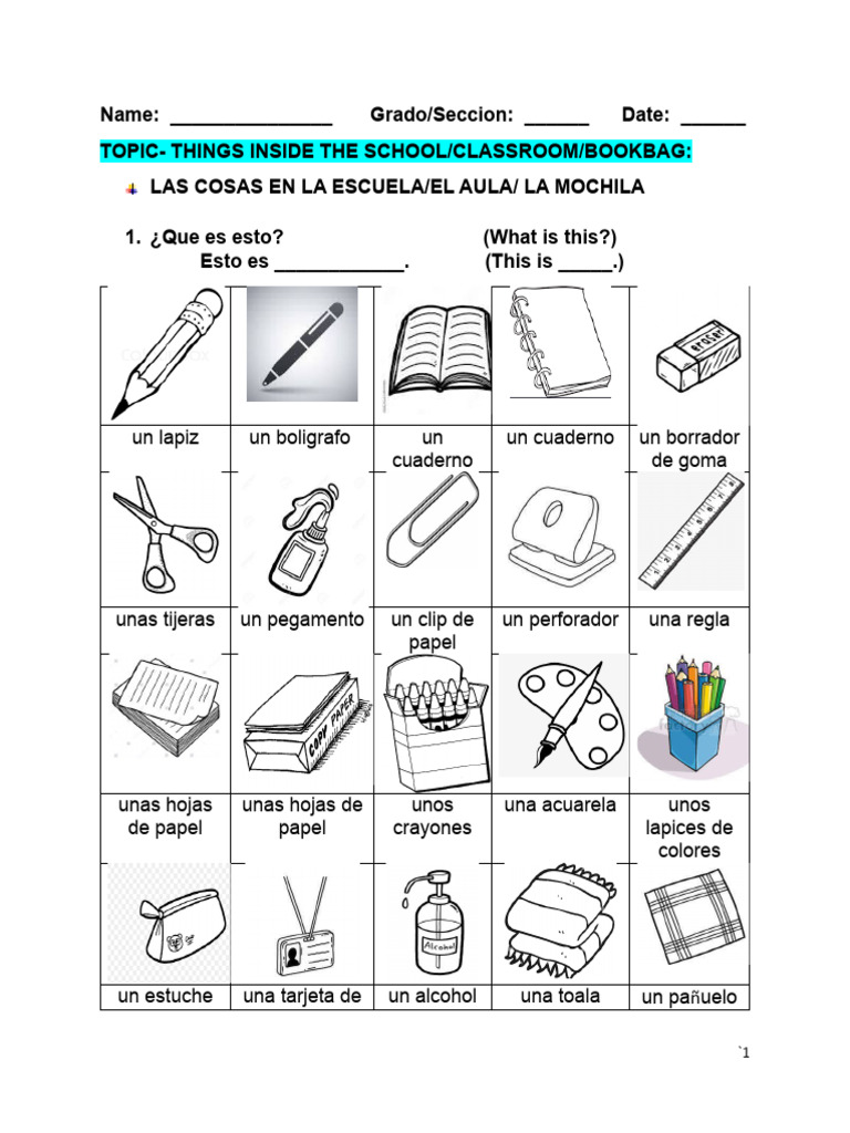 Lesson 3 - Objects in The School | PDF | Hogar, jardinería y bricolaje