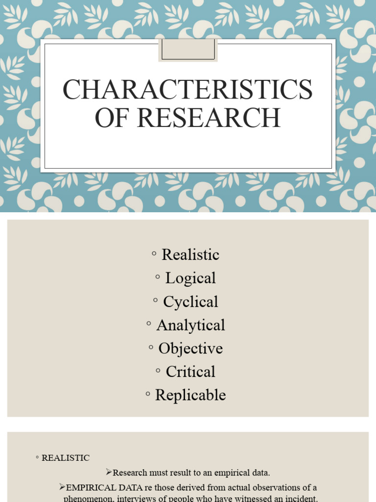 Key Characteristics Of Effective Research Pdf Methodology