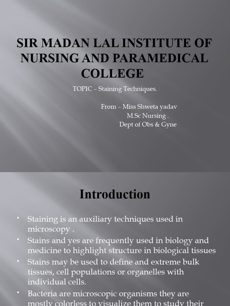 staining techniques | PDF | Staining | Microscopy