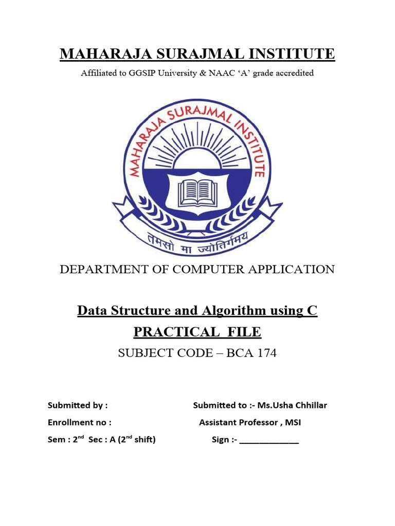 Data Structures & Algorithms C Practical | PDF | Matrix (Mathematics ...