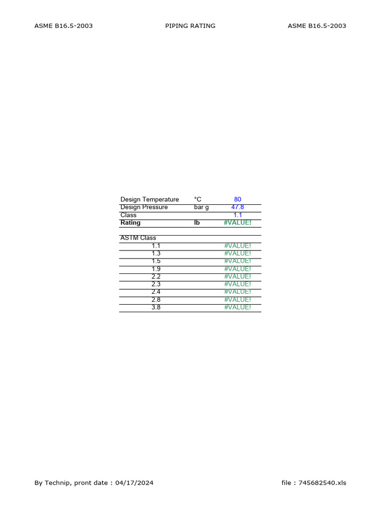 ASME B16.5-2003 Piping Flange Ratings | PDF | Plumbing