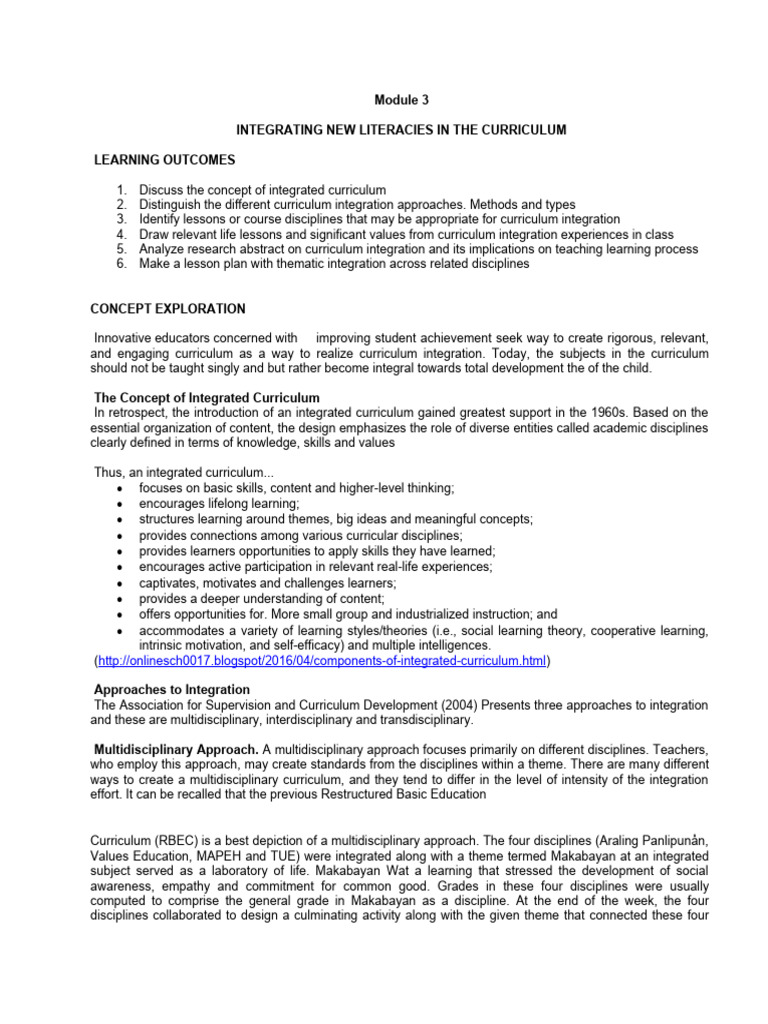Educ 110 Module 3 Pdf Curriculum Project Based Learning