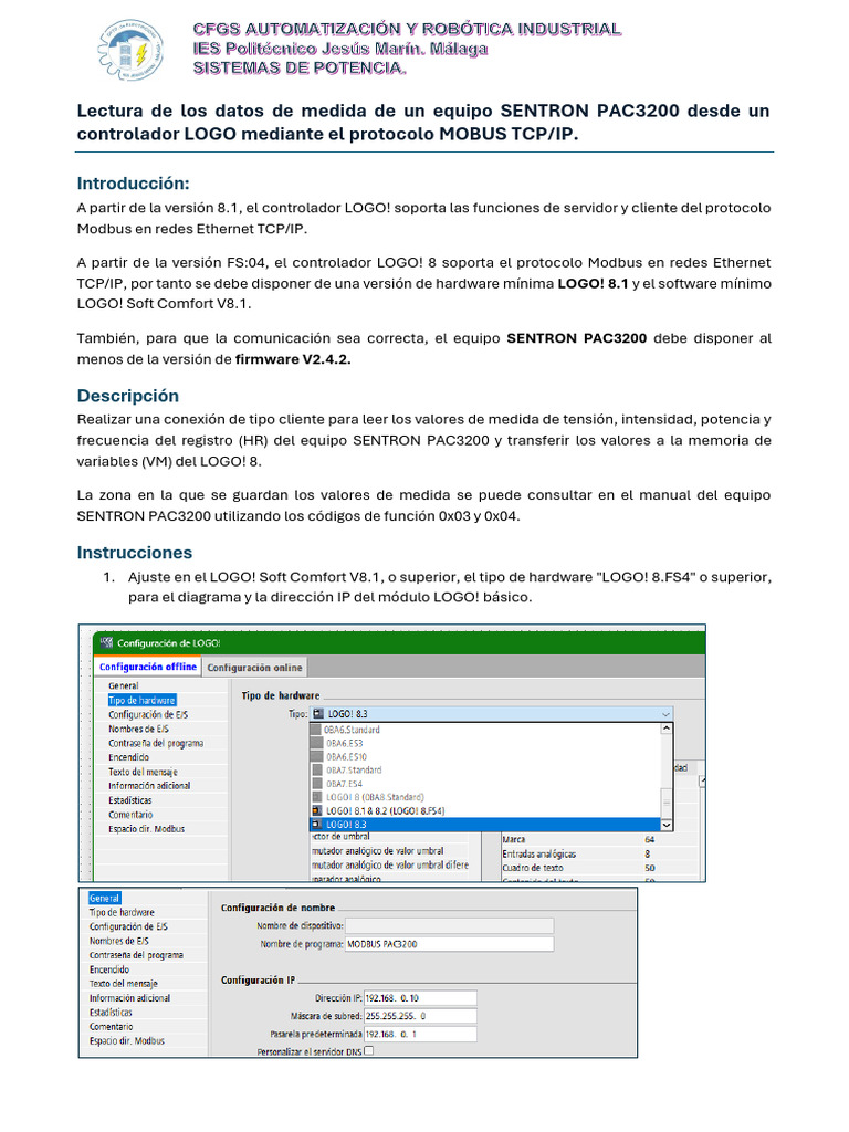 Lectura Logo8 3 Sentron Pac3200 Modbus | PDF | Protocolos de internet ...