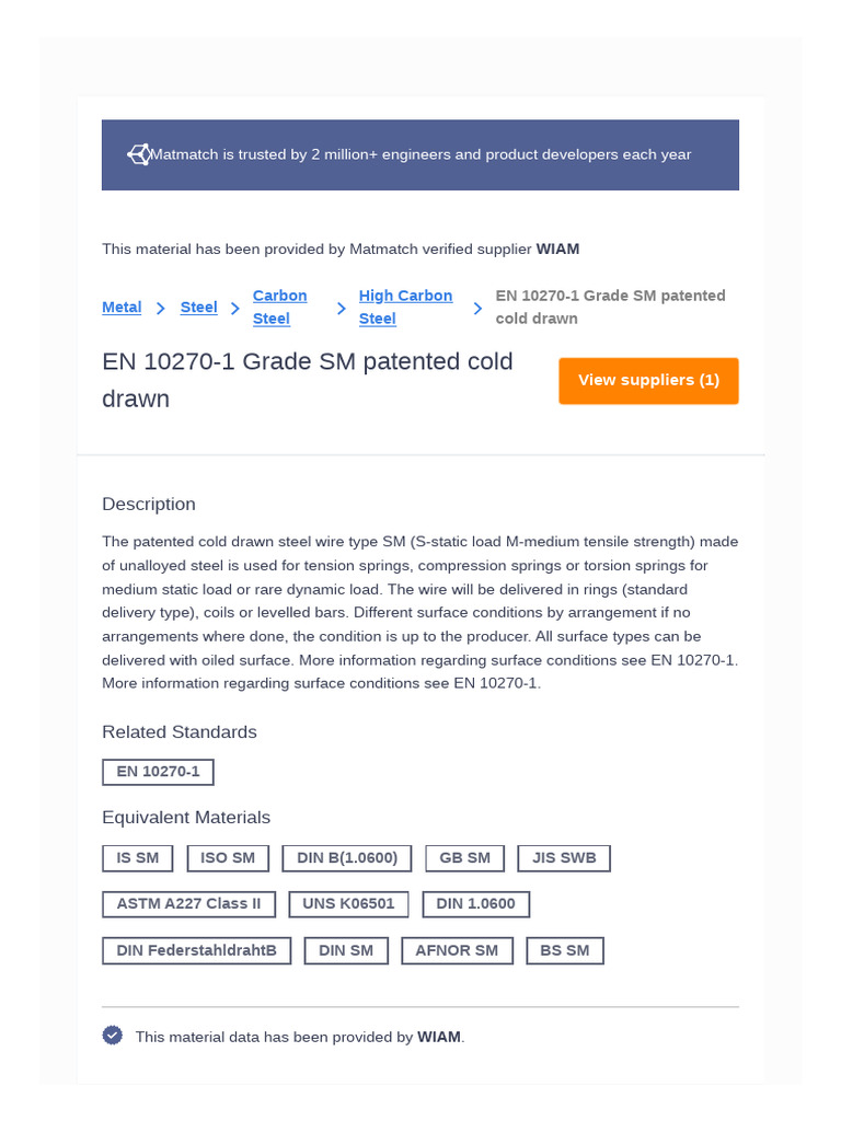 Minfm65110 en 10270 1 Grade SM Patented Cold Drawn PDF Steel