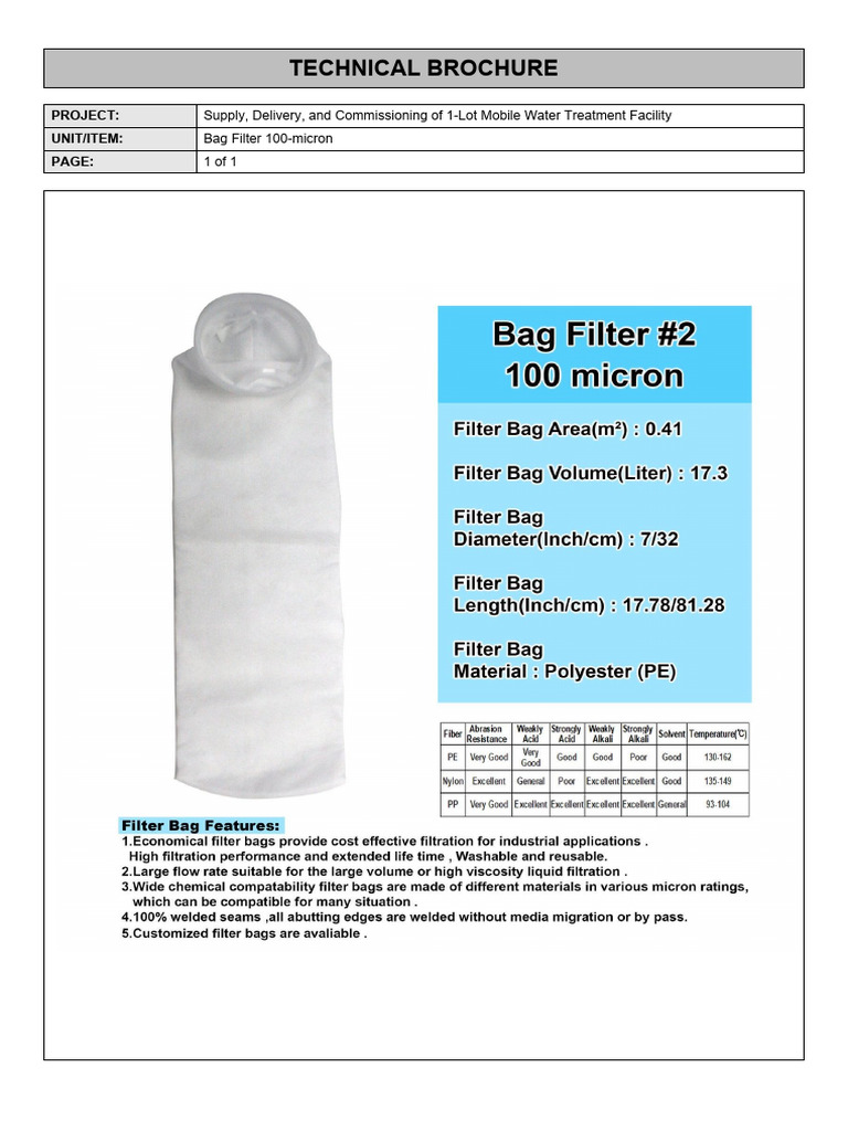 Bag Filter Element 100micron | PDF | Home & Garden | Science & Mathematics