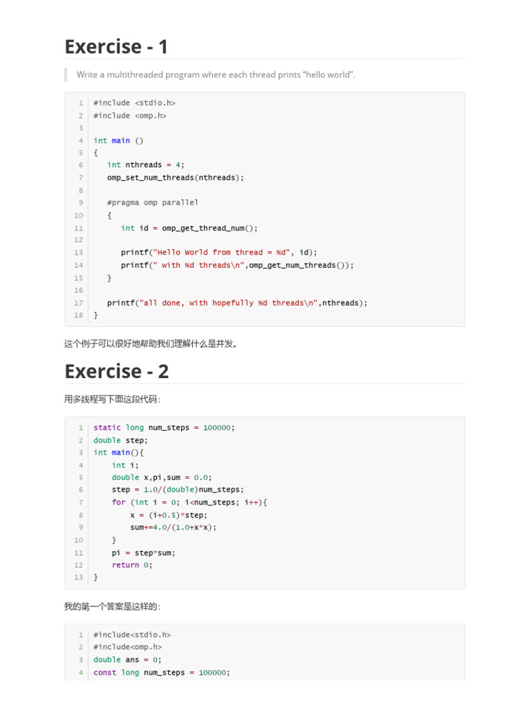 Multithreaded Programming Exercises | PDF | Computer Programming ...
