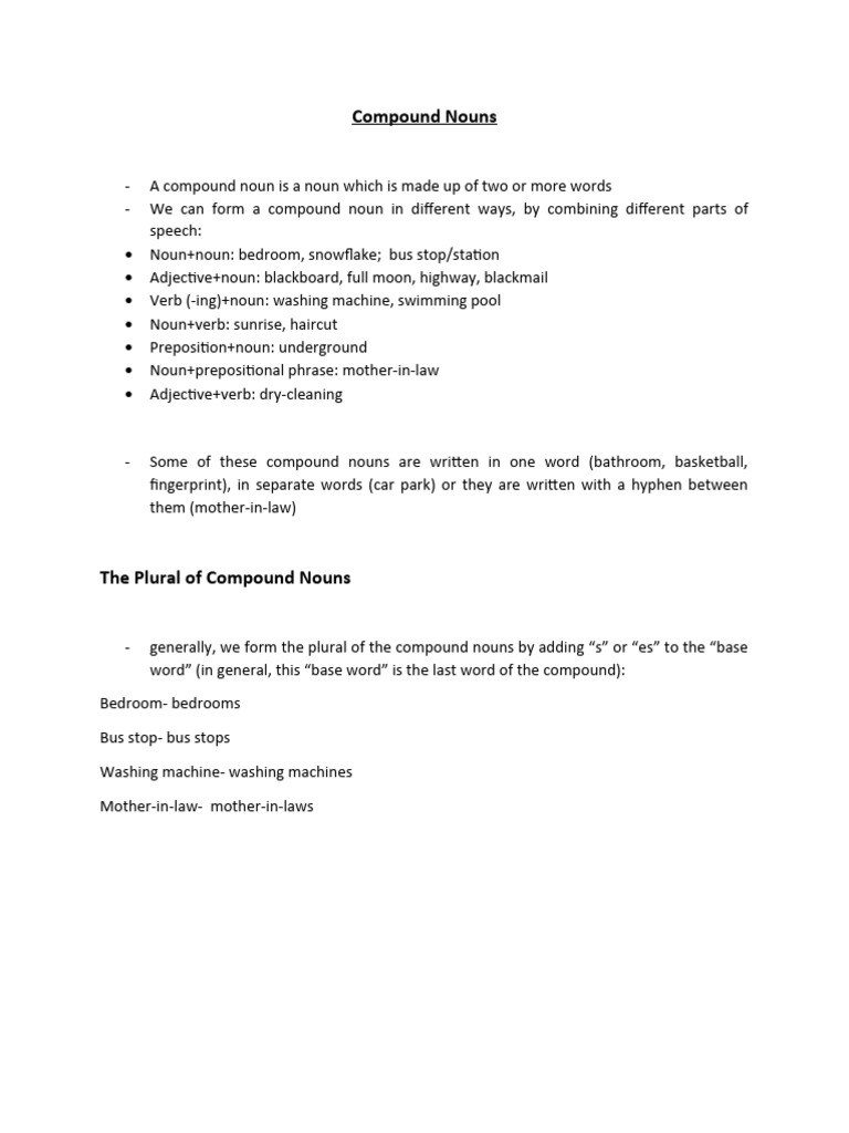 Compound Nouns Theory | PDF | Language Arts & Discipline
