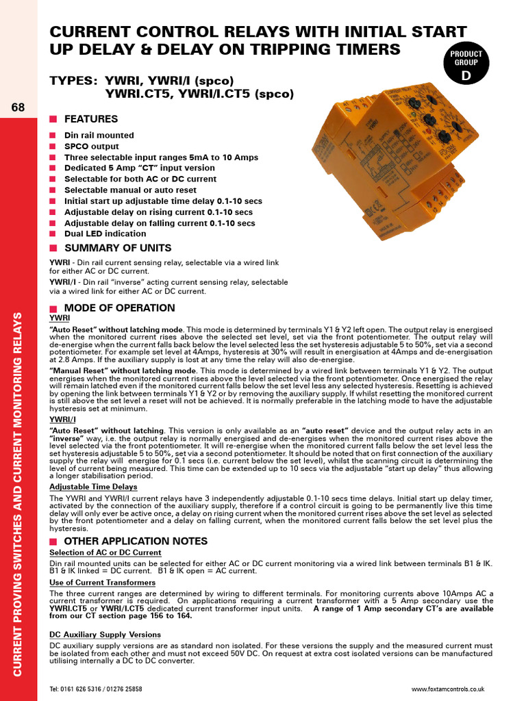 YWRI Current Control Relay Overview | PDF | Relay | Transformer