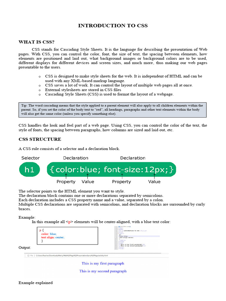 G8 Q4 Introduction to CSS | PDF | Html | Html Element