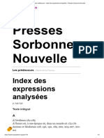 Les Prédiscours - Index Des Expressions Analysées - Presses Sorbonne Nouvelle