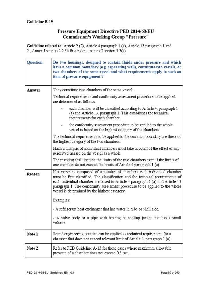 PED 2014/68/EU Vessel Classification | PDF | Pressure | Paragraph