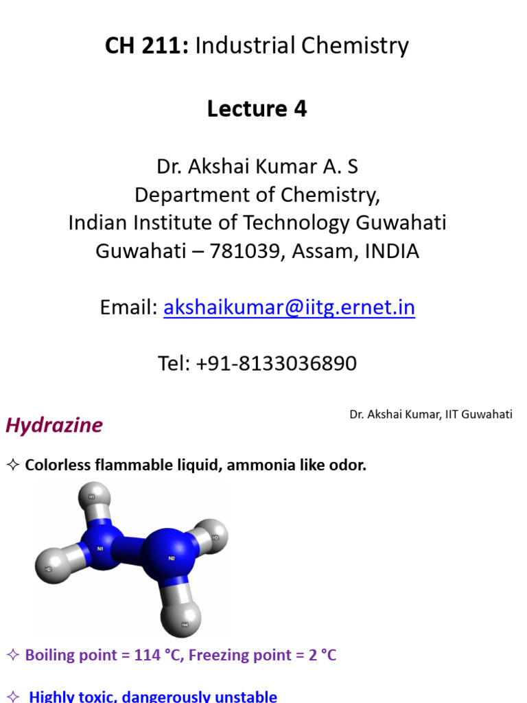 Hydrazine: Properties, Synthesis, and Uses | PDF | Rocket Propellant ...