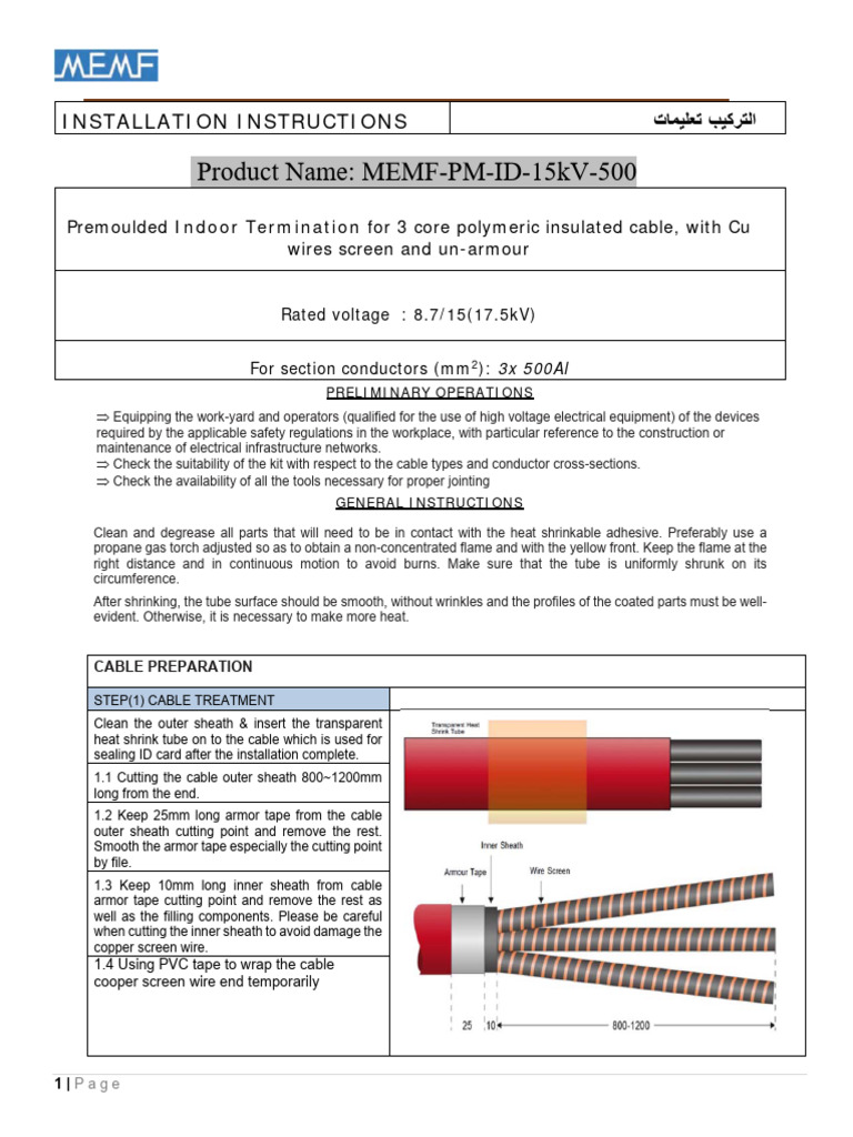 Installation Guide for 15kV Cable Termination | PDF | Insulator ...