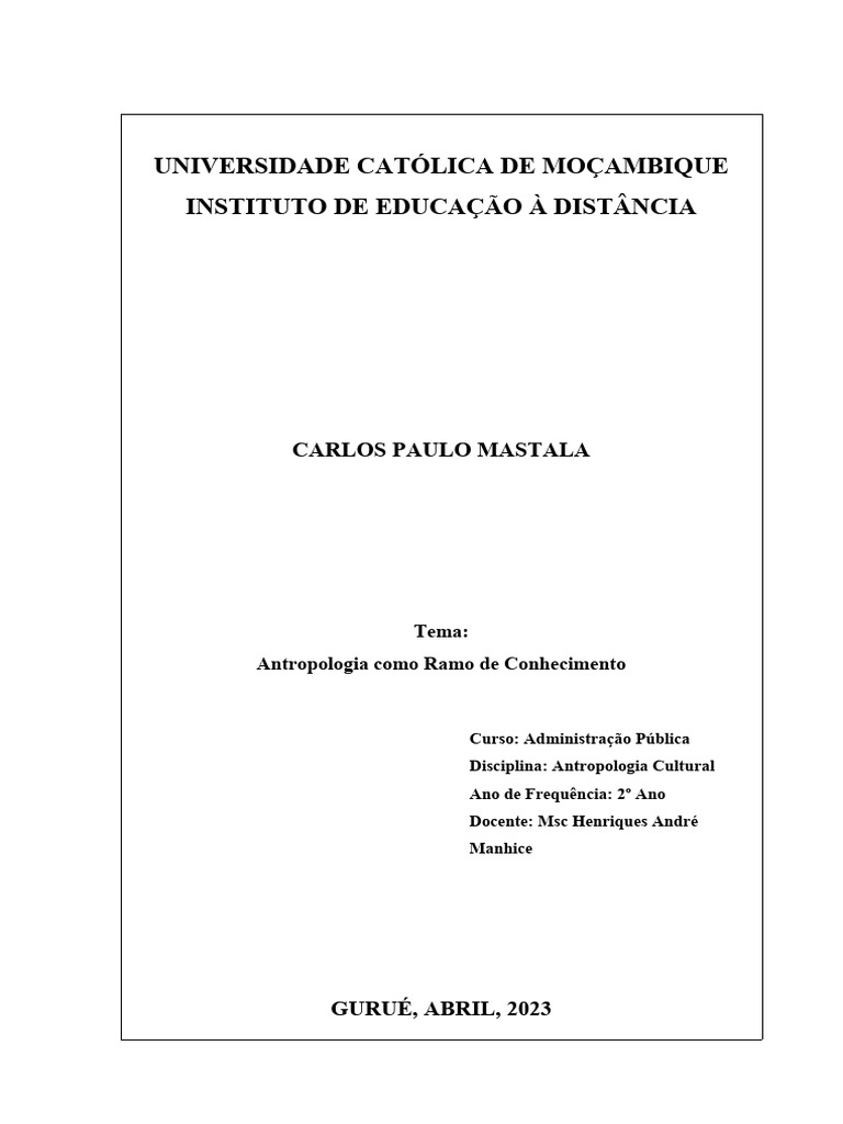 Antropologia como Ramo do Conhecimento | PDF | Antropologia | Sociologia