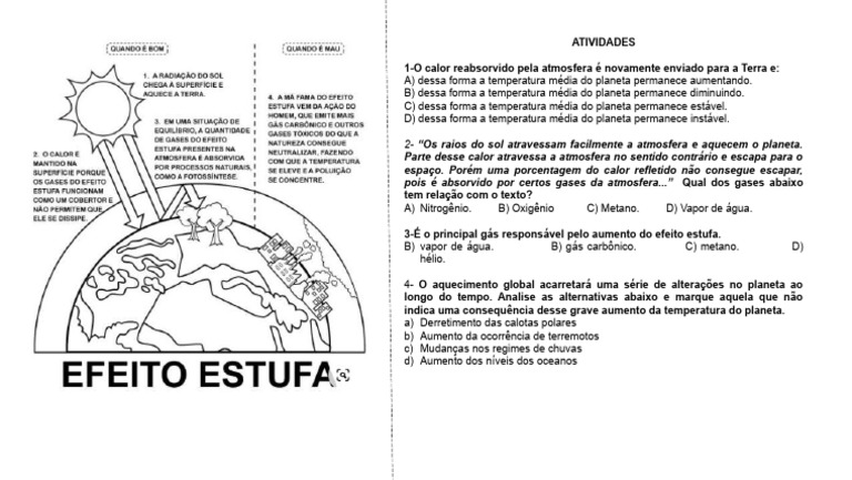 Atividades 7º Ano - Efeito Estufa | PDF