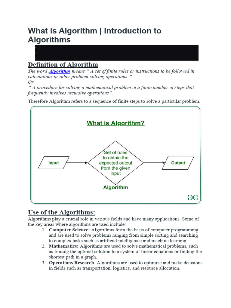 What Is Algorithm | PDF | Algorithms | Machine Learning