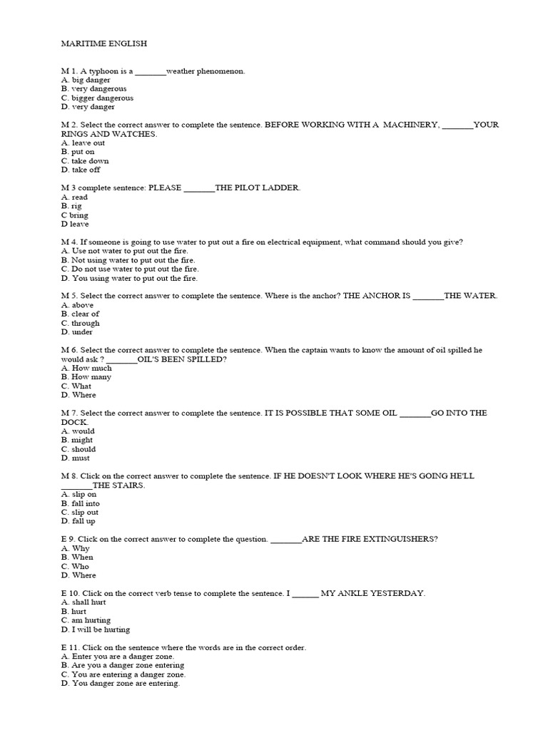 Maritime_English_test - copia | PDF | Ships | Anchor