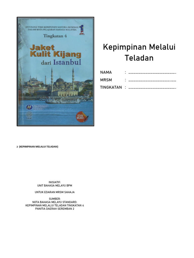 Nota Bahasa Melayu Klasik-KEPIMPINAN MELALUI TELADAN | PDF