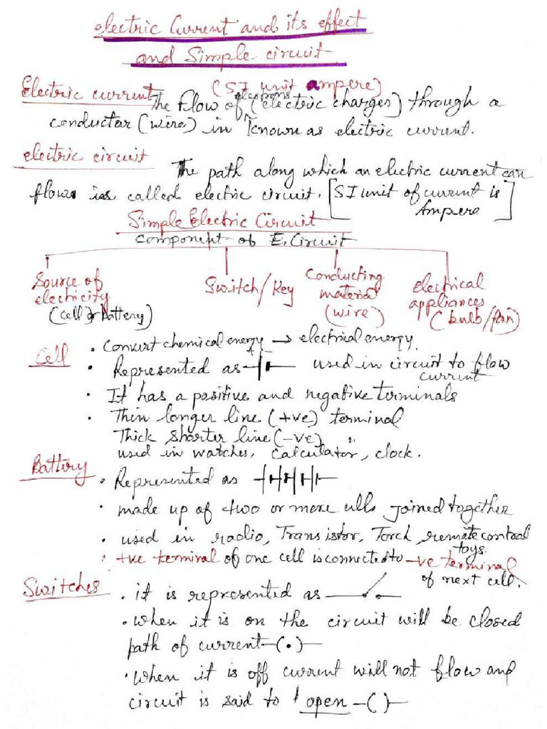Electric Current Notes PDF