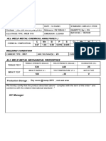 All Weld Metal Chemical Analysis (%) : C MN Si P S CR Mo Ni - 0.07 1.03 0.50 0.016 0.005