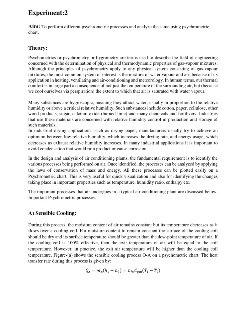 Psychrometric Processes in HVAC Systems | PDF | Thermodynamics | Quantity