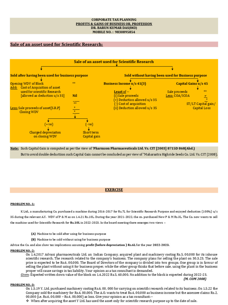 Scientific Research Asset Tax Planning | PDF | Tax Deduction | Capital Gain